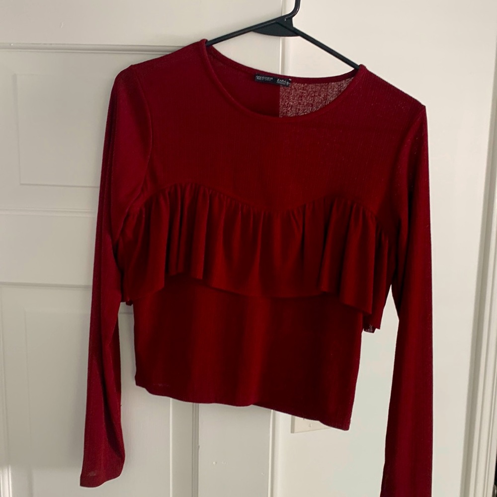 ZARA - Maroon M long sleeve top - worn 2 times